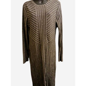 H&M Women's Silver and Black Metallic Ribbed Maxi Dress - Size L - JC432